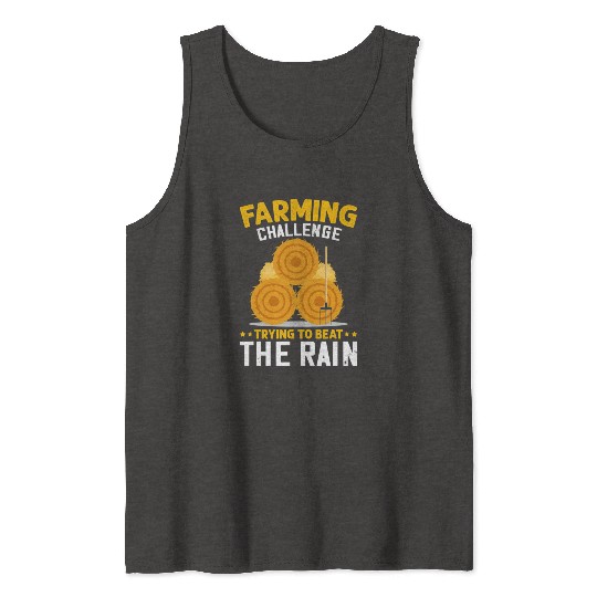 Farming Challenge To Beat Rain Funny Farmer Farm Tank Tops