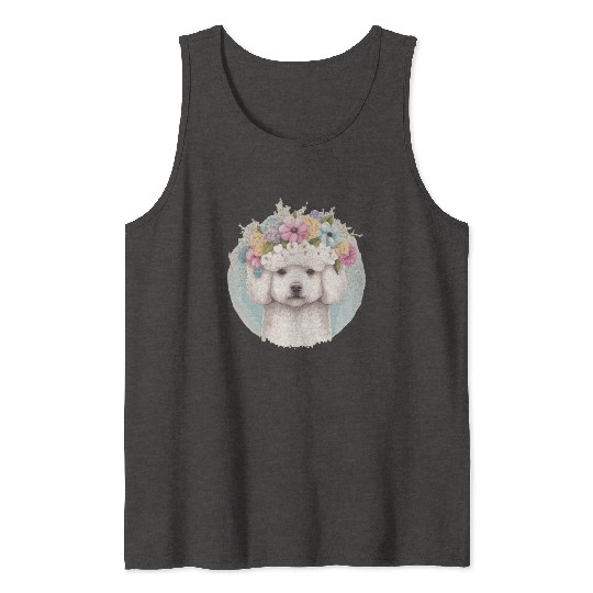 Cute Bichon Frise Flower Crown Pet Dog Floral Pupp Tank Tops