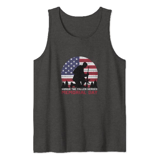 Honor The Fallen Heroes Memorial Day Us Flag Tank Tops