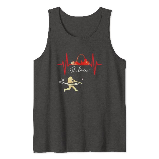 Saint Louis Red Cardinal Dress Heartbeat Baseball Tank Tops