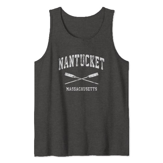 Nantucket Massachusetts Nautical Crossed Oars Tank Tops