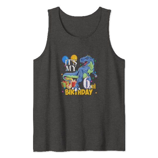 6Th 6 Dinosaur Saurus T Rex Tank Tops