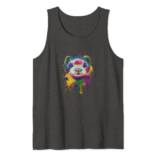 Ferret Artwork Face Hand Painting Splash Pet Polec Tank Tops