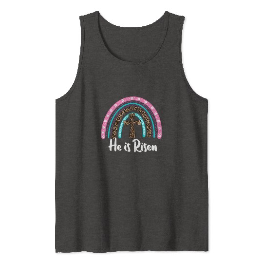 Easter For Christian N Mom He Is Risen Leopard Tank Tops