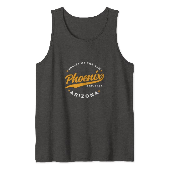 Phoenix Arizonna Valley Of The Sun Orange Text Tank Tops