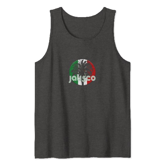 Jalisco Mexico Flag Native Palm Tree Mexican Tank Tops