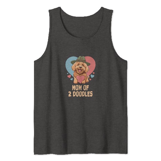 Mom Of Two Doodles Goldendoodle Dog Doodle Mama Tank Tops