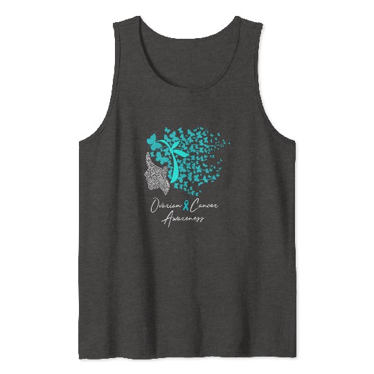 Ovarian Cancer Awareness Teal Butterflies Tank Tops