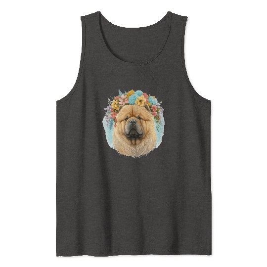 Cute Chow Chow Flower Crown Pet Dog Breed Floral P Tank Tops