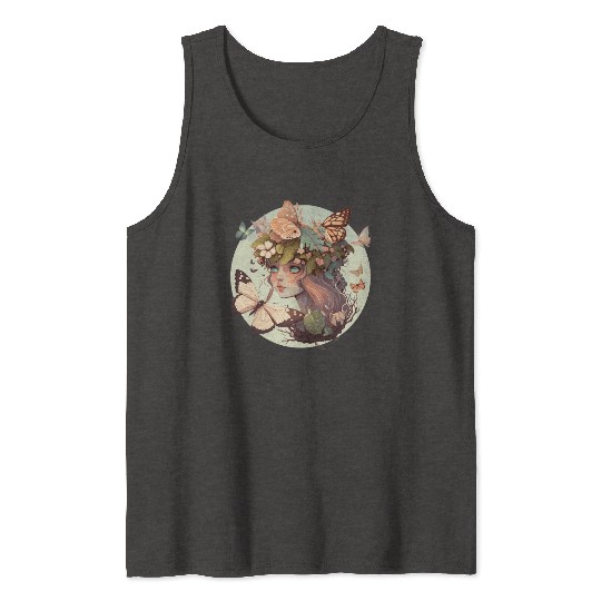 Cottagecore Butterfly Girl Cute Goblincore Fantasy Tank Tops