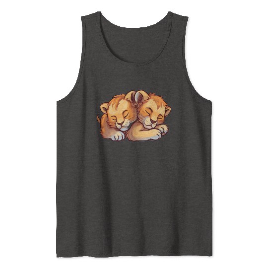 Sleeping Lion Cubs Tank Tops