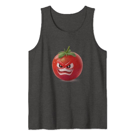 A realistic tomato with angry face cartoon style Tank Tops