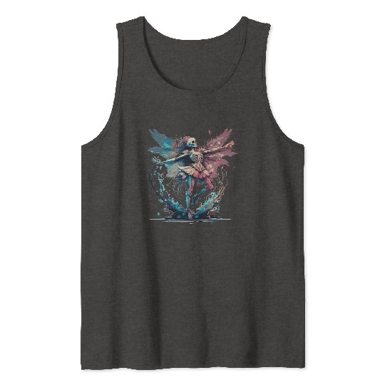 Watercolor Skeleton Fairy Gothic Fairycore Grunge Tank Tops