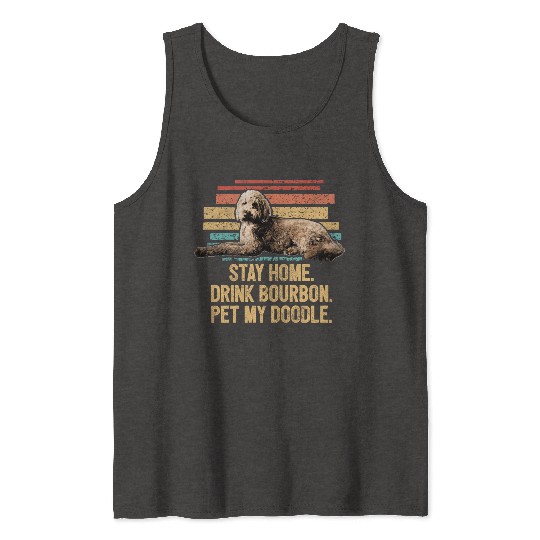 Pet My Doodle Retro Goldendoodle Dog Dad Doodle Tank Tops