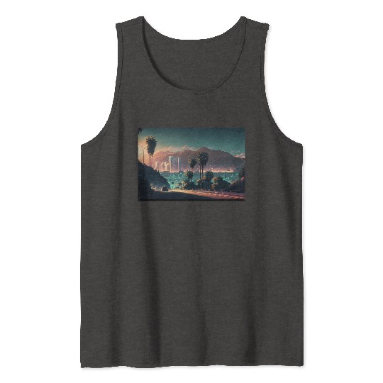 Colorful Hollywood Hills Vibrant Urban Landscape Tank Tops