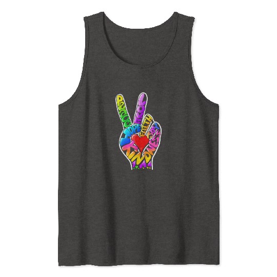 Peace Love Hope Joy Faith Kindness Word Art by Tan Tank Tops