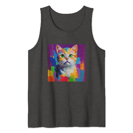 Oil Painting Style Cat Portrait Design for Cat Tank Tops