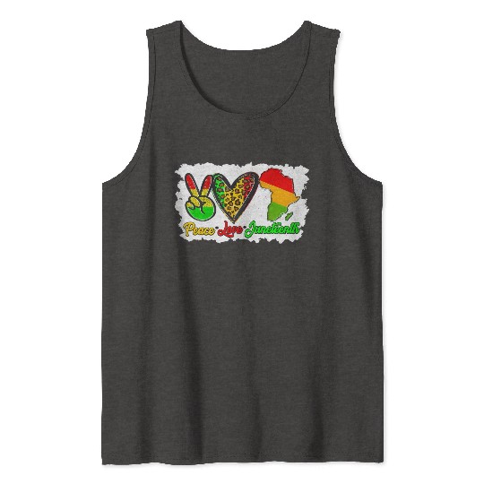 Peace Love Junenth Pride Black Africa American Tank Tops