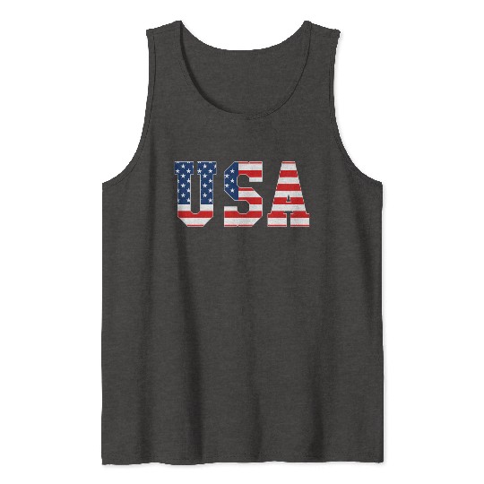 Usa Patriotic American Flag Red White Blue Tank Tops