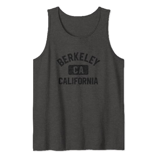 Berkeley Ca California Gym Style Gray W Distress Tank Tops