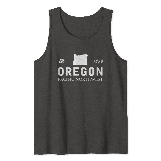 Oregon Est 1859 Pacific Northwest Us Flag Tank Tops