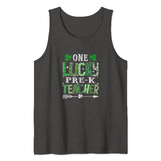 St Patrick'S Day One Lucky Pre-K Teacher Shamrock Tank Tops