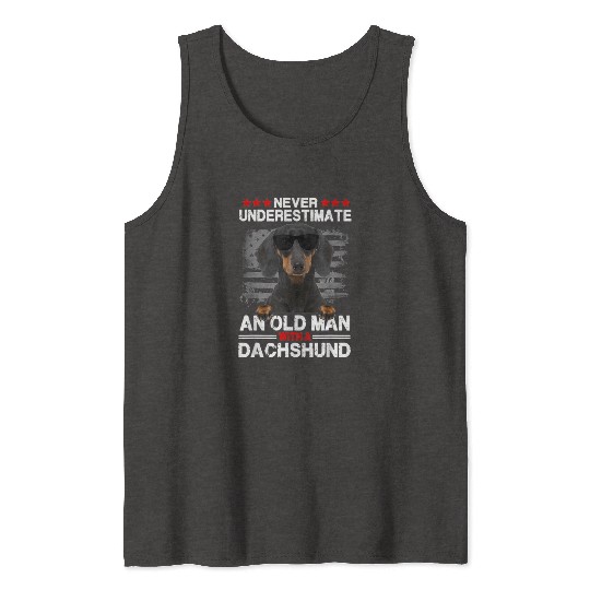 Never Underestimate An Old With A Dachshund Dog Tank Tops