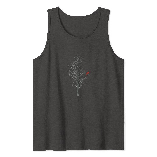 Winter Tree W Cardinal Bird Tank Tops