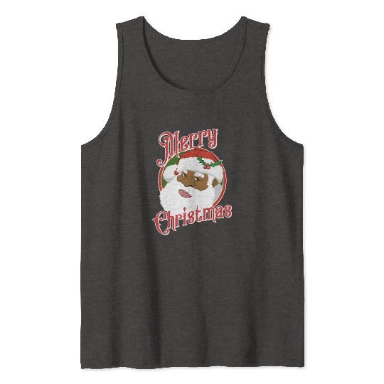 Black Merry African American Santa Claus Tank Tops