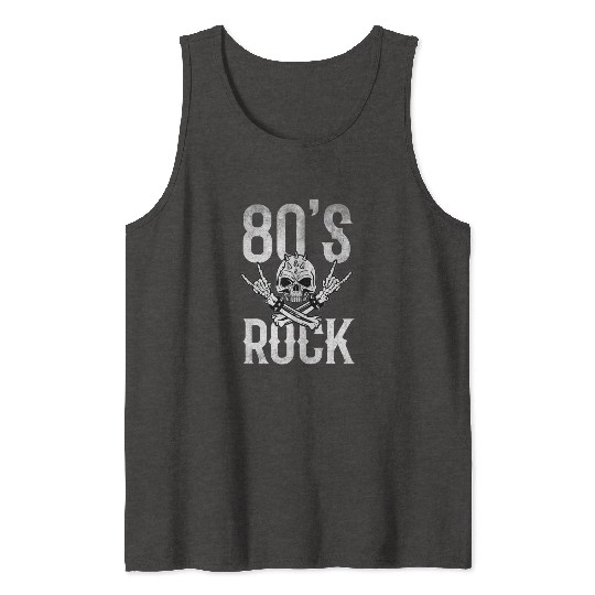 80S Rock And Roll Distressed Music Guitar Band Tank Tops