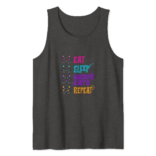 Eat Sleep Cat Warrior Repeat Cat Warrior Love Cats Tank Tops