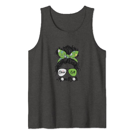 Cheer Golf Mom Of Both Messy Bun Hair Glasses Tank Tops