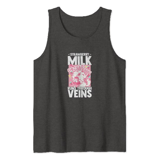 Strawberry Milk Shake Korean Vegan Japanese Drink Tank Tops
