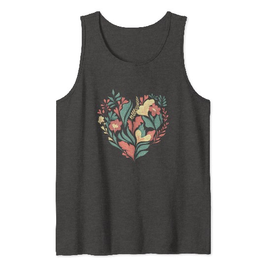 Colorful and Floral Heart Tank Tops