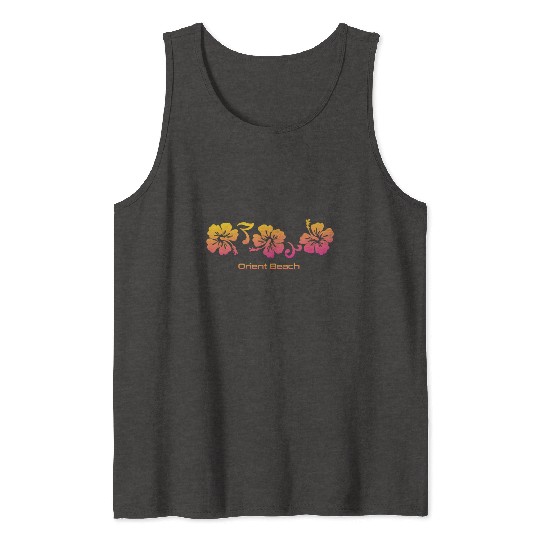 Orient Beach Saint Martin Hibiscus Souvenir Tank Tops