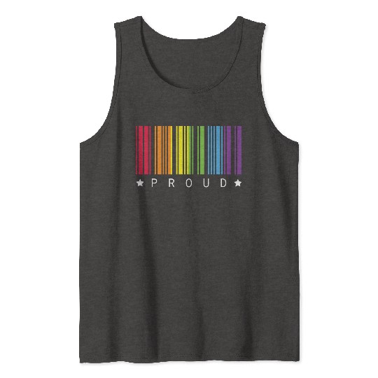 Proud Star Rainbow Barcode LGBTQ Pride Month Gift Tank Tops