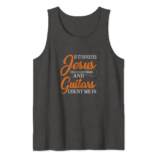 Funny Guitarist Christian Religious Guitar Player Tank Tops