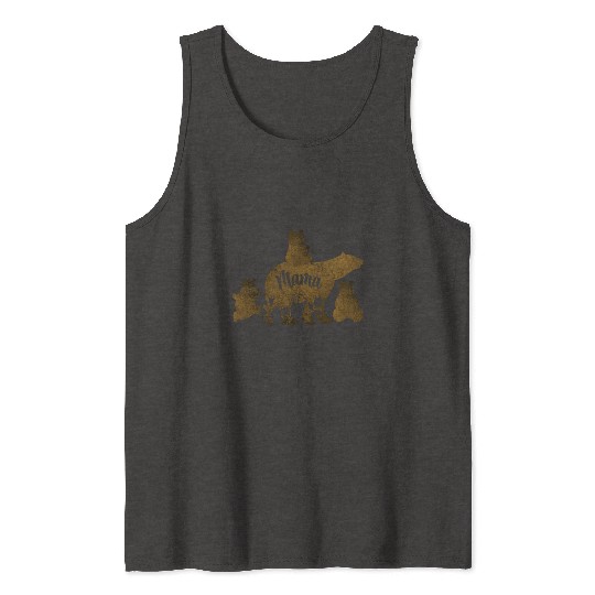 Mama Bear With 3 Baby Bear Cubs Following Mama Tank Tops