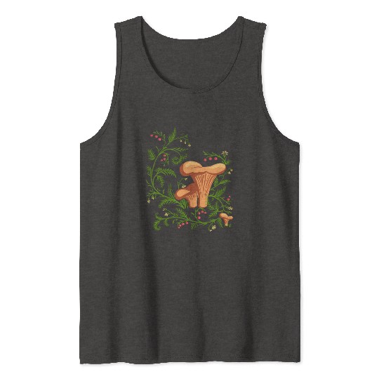 Forest Mushrooms Floral Fungi Ukrainian Vyshyvanka Tank Tops