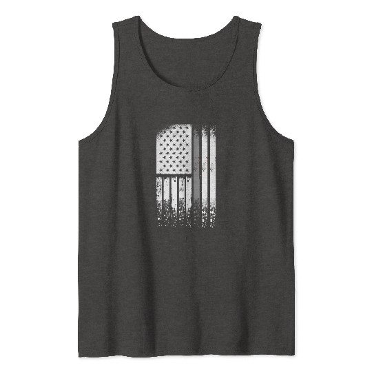 Correctional Officer - Us Flag Thin Silver Line Tank Tops