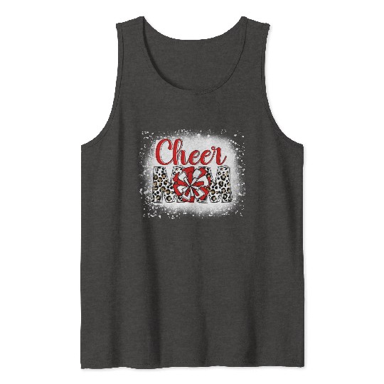 Cheer Mom Leopard Cheerleader Bleached Mother Tank Tops