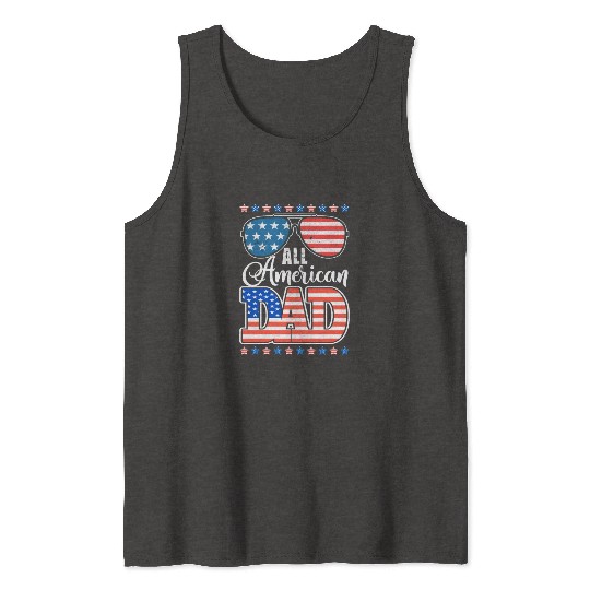 All American Dad Usa Sunglasses Flag Father's Day Tank Tops