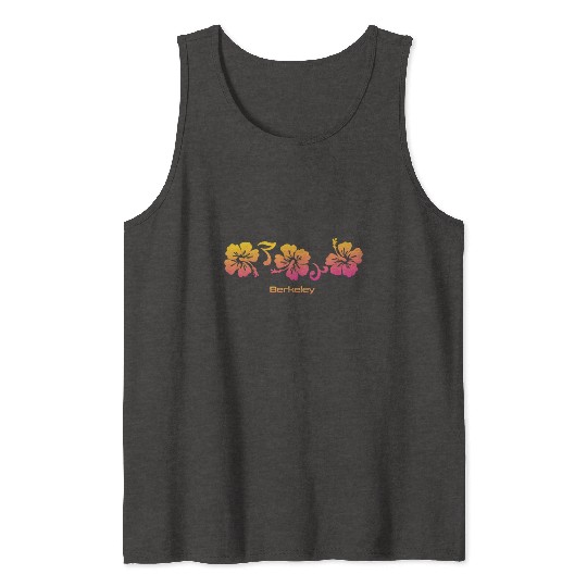 Berkeley California Hibiscus Souvenir Vacation Tank Tops