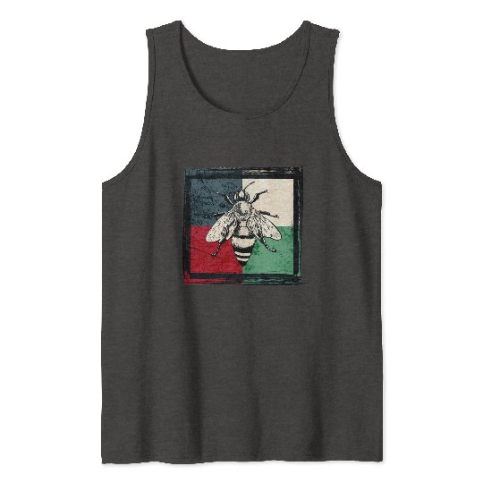 Vintage Bee Insect Colorful Illustration Tank Tops