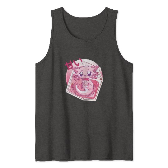 Axolotl Pastel Goth Strawberry Milk Shake Anime Ja Tank Tops