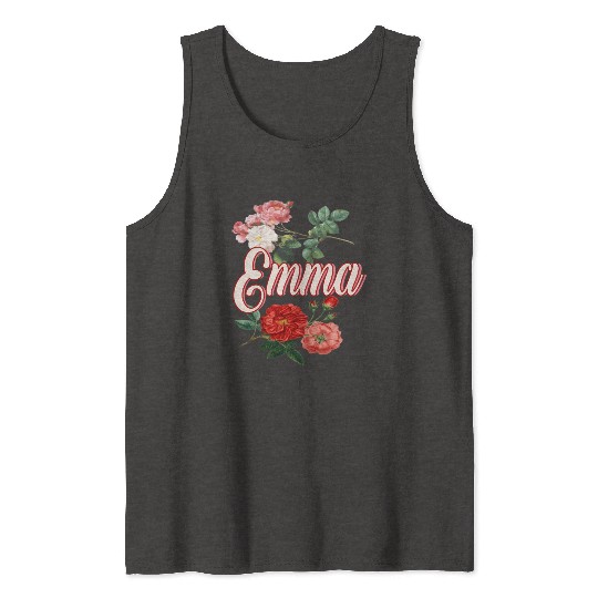 Emma Name With Flowers Tank Tops