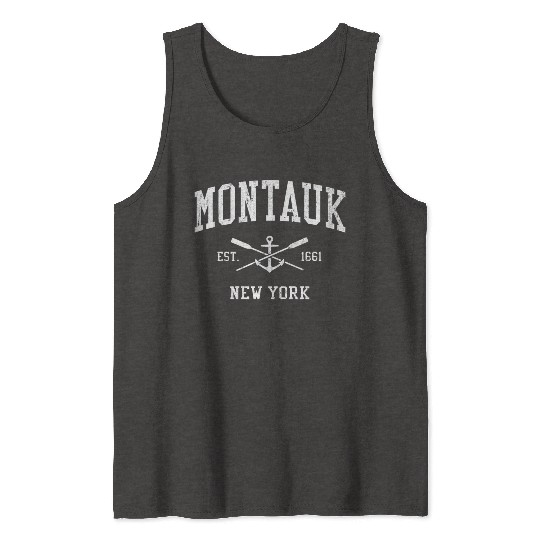 Montauk Ny Crossed Oars Boat Anchor Sports Tank Tops