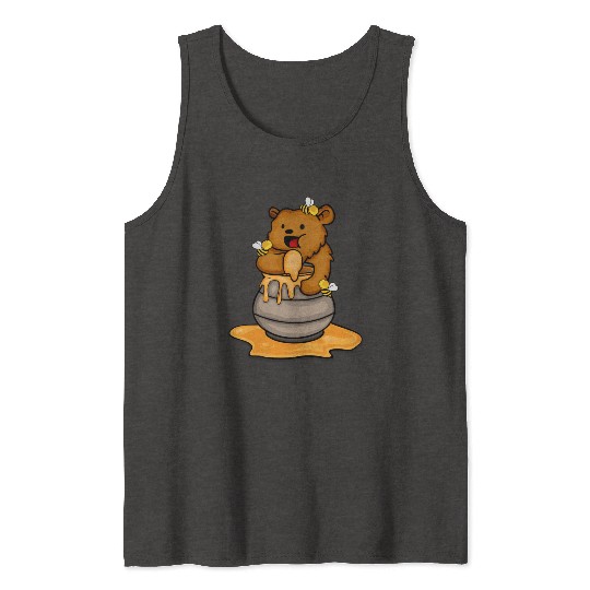 Grizzly Bear Eating Honey Cute Bear Cub Brown Bear Tank Tops