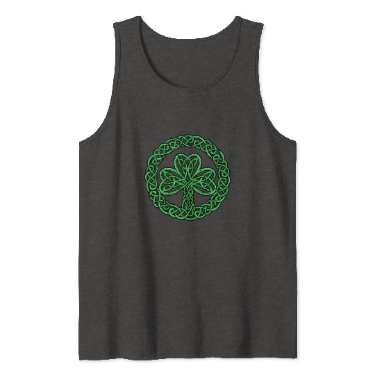 Celtic Knot Irish Shamrock 3 Leaf C St Pats Tank Tops