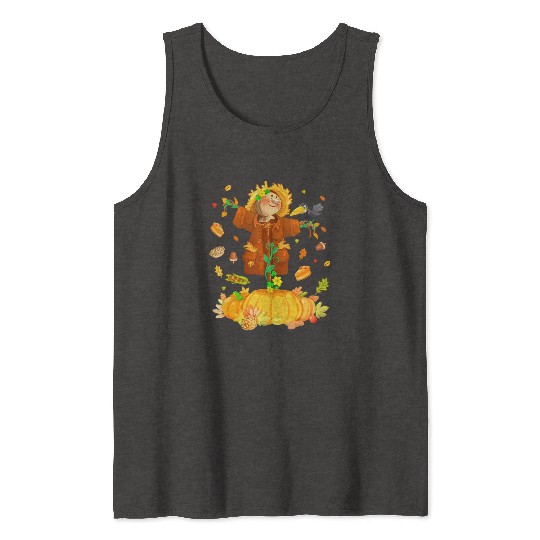 Scarecrow Pumpkin Garden Hello Thanksgiving Tank Tops